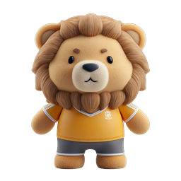 Cute Lion Mascot Plush Toy Sports Character Icon