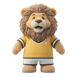Ícone de personagem 3D de mascote leão esportivo fofo