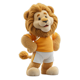 Cute Lion Sports Mascot Character 3D Icon