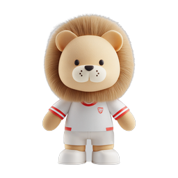 Personagem de Ícone 3D de Mascote de Leão Esportivo Fofo