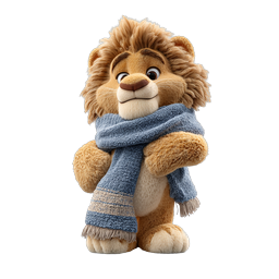 Adorable Cartoon Lion with Cozy Winter Scarf Icon