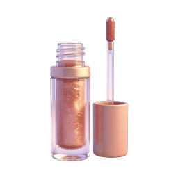 Shimmering Rose Gold Lip Gloss Bottle 3D Icon