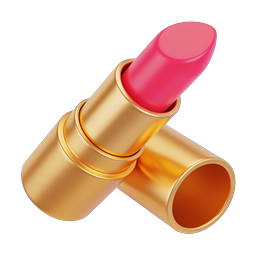 Realistic 3D Lipstick Icon - Gold Tube Pink Bullet