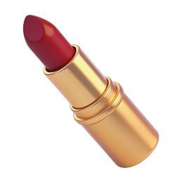 Luxury Red Lipstick 3D Icon | Gold Tube Makeup