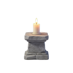 Lit Candle on Stone Pedestal 3D Icon for Memorial Use