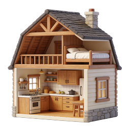 Icona di sezione di baita di tronchi rustica | Render 3D