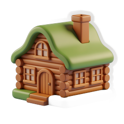 Charming Log Cabin Icon | Rustic 3D Clay Illustration