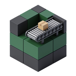 Isometric Logistics Conveyor Cube Icon for Shipping