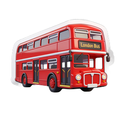 London Double Decker Bus Icon - 3D Clay Style