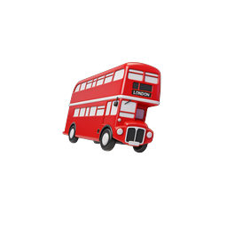London Double-Decker Bus Icon - 3D Clay Style Transport