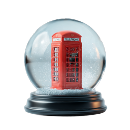 London Phone Booth Snow Globe Icon - British Vintage