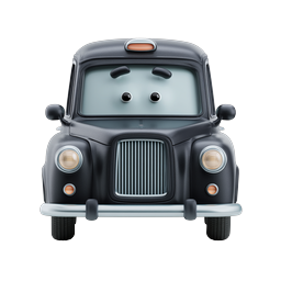 London Taxi Cab Character Icon - 3D Animated Vehicle