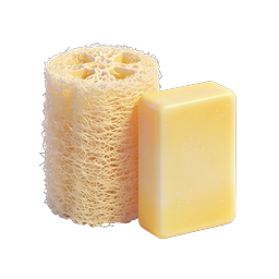 Loofah and Soap Bar Icon for Bath & Body Care