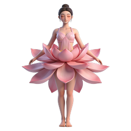 Lotus Ballerina Icon | Elegant 3D Dance Illustration