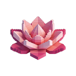 3D Isometric Lotus Flower Icon | Geometric Pink Design