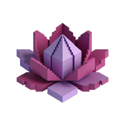 3D Isometric Lotus Flower Icon - Purple Pixel Art