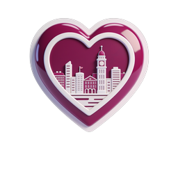 Love City Heart Icon - 3D Urban Romance Design