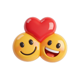 Love Smile Emojis with Heart Icon | 3D Glossy Design