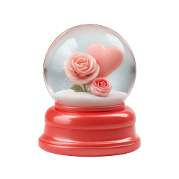 Romantic Love Snow Globe Icon with Roses and Heart