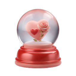 Icône Boule à Neige d'Amour - Cœur et Rose 3D Romantiques