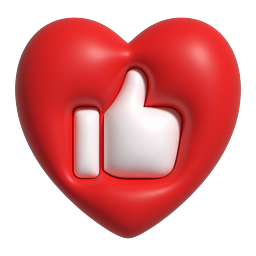 Love Thumbs Up Heart Icon - 3D Social Media Symbol