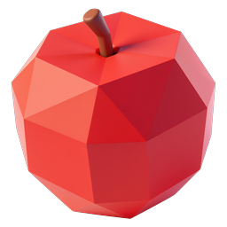 Low-Poly 3D Apple Icon - Modern Geometric Fruit Design