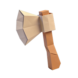 Low-Poly 3D Axe Icon - Geometric Weapon Design