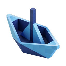 Ícone de Barco Azul Low-Poly | Design de Embarcação 3D Isométrico