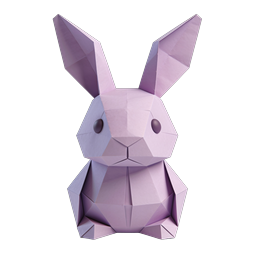 Low-Poly Purple Bunny Icon - 3D Geometric Rabbit