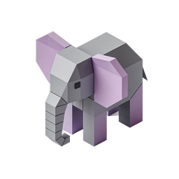 Low-Poly Geometric Elephant 3D Icon - Purple & Gray