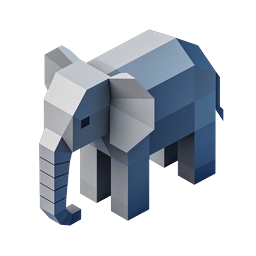 Ícone de Elefante Geométrico Low-Poly - Design de Vida Selvagem 3D Azul