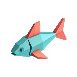 Low-Poly 3D Geometric Fish Icon | Modern Aquatic Design