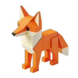 ไอคอนสุนัขจิ้งจอกเรขาคณิต Low-Poly - สไตล์ 3D Voxel
