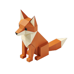 Low-Poly Geometric Fox Icon - Modern 3D Animal Design