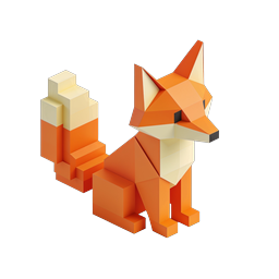 Low-Poly Fox Icon - Geometric 3D Wildlife Design