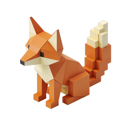 Low-Poly Fox 3D Icon - Geometric Animal Design