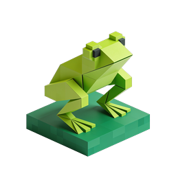 Low-Poly 3D Frog Icon - Geometric Amphibian Design
