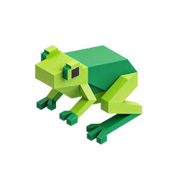 Low-Poly 3D Frog Icon - Geometric Green Amphibian