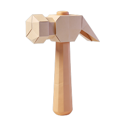 Low-Poly Clay Hammer Icon | 3D Tool Design