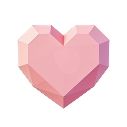 Low-Poly Geometrisches Herz-Icon - 3D Rosa Kristall-Design