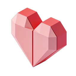 3D Low-Poly Herz-Icon - Geometrisches Liebes-Symbol