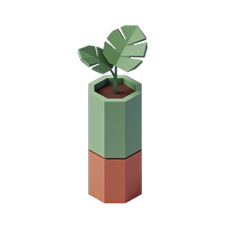 Low-Poly Potted Plant 3D Icon - Isometric Design
