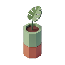 Low-Poly Potted Plant Icon | Minimalist 3D Monstera
