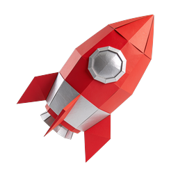 Low-Poly Raketen-Icon - Geometrisches 3D-Weltraumdesign