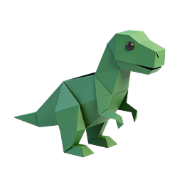 Low-Poly T-Rex Dinosaur 3D Icon | Green Geometric Design