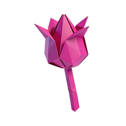 Icono de tulipán rosa low poly 3D | diseño floral geométrico
