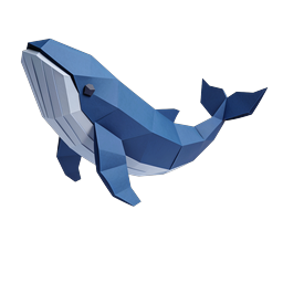 Low Poly Blue Whale 3D Icon | Geometric Marine Design