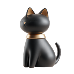 Elegant Black Cat Figurine with Gold Accents Icon