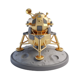 Golden Lunar Lander 3D Icon - Moon Module