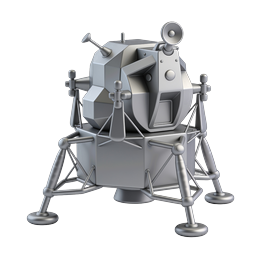 Lunar Lander Spacecraft Icon - 3D Silver Moon Module